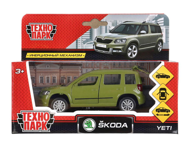Донецк игрушка оптом Технопарк. Машина «SKODA YETI» металл. инерц. 12 см (открыв. двери, багажник) зеленый