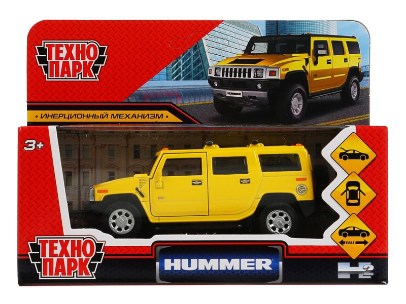 Донецк игрушка оптом Технопарк. Машина "HUMMER H2" металл. инерц. 12 см (открыв. двери, багажник) желтый