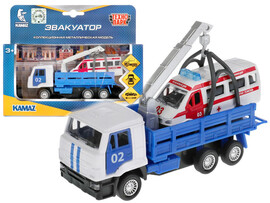 Технопарк. Машина «KAMAZ" ЭВАКУАТОР металл. инерц. 12 см (открыв. двери, подвиж. детали) + скорая 7,5 см доставка оптом в Донецк