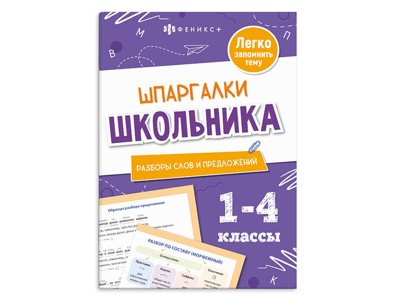 Донецк игрушка оптом Книжка "Шпаргалки школьника 1-4 классы. Разборы слов и предложений"