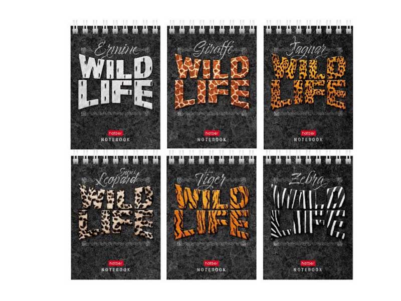 Донецк игрушка оптом Блокнот А7 60 л клетка «Wild Life» (гребень)