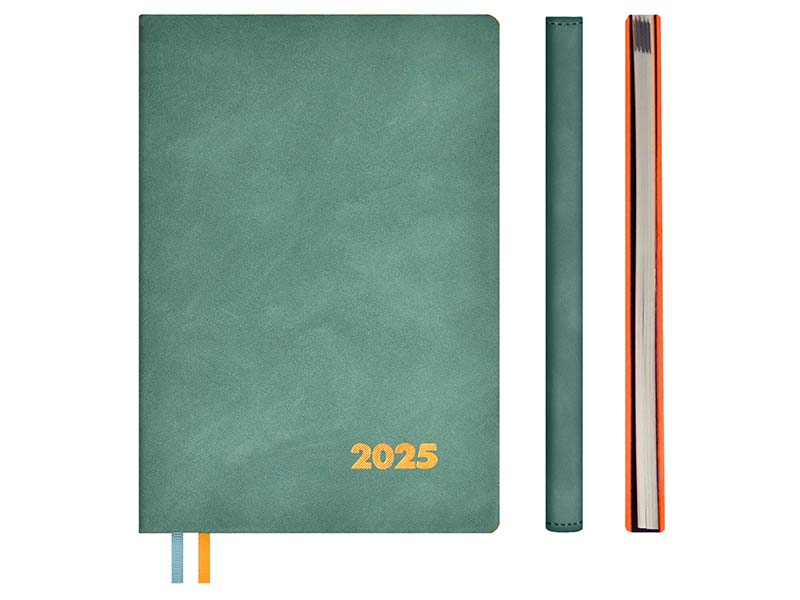Донецк игрушка оптом Ежедневник дат. А5+ 80 л "Нубук бирюзовый 2025" (кожзам, тиснение)