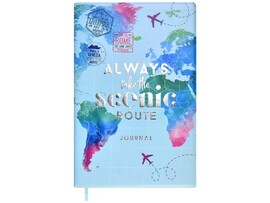 Записная книга А6+ 96 л «Путешествие» (мягк. пер., тиснение, съем. обл.) доставка оптом в Донецк