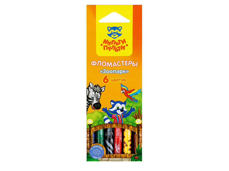 Донецк игрушка оптом Фломастеры "Зоопарк" 6 цветов