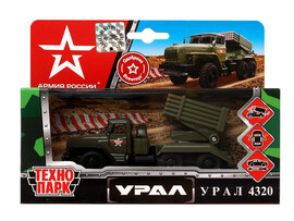 Машина металл УРАЛ с ракетами 12 см, двери, инерция Технопарк в кор.2*24шт доставка оптом в Донецк