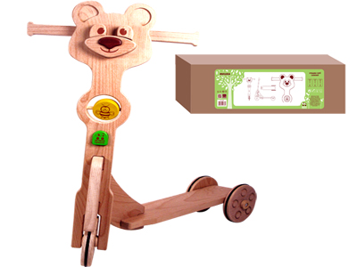 Донецк игрушка оптом Самокат "Мишка" (дерево)