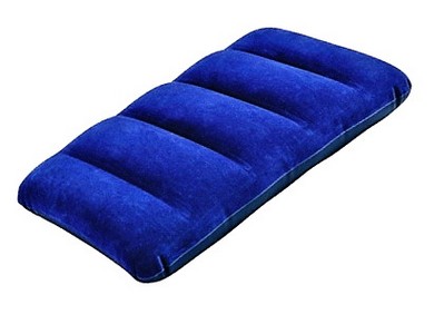 Подушка надувная 43х28х9 см велюр, синяя 68672