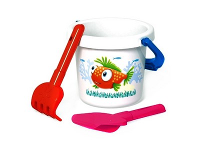 Донецк игрушка оптом Песочный набор № 131 (ведро 1,4 л термо, совок 19 см, грабли 19 см)